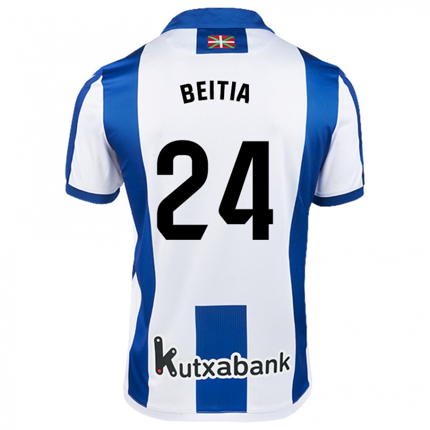 Kinder Luken Beitia #24 Weiß Blau Heimtrikot Trikot 2024/25 T-Shirt