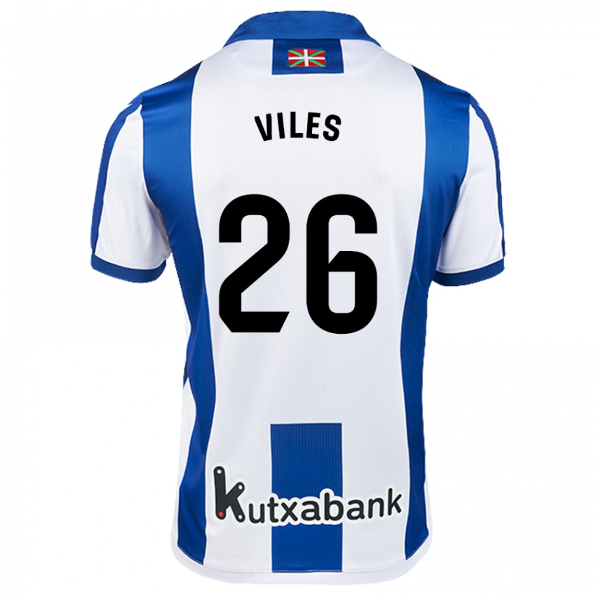 Kinder Elene Viles #26 Weiß Blau Heimtrikot Trikot 2024/25 T-Shirt