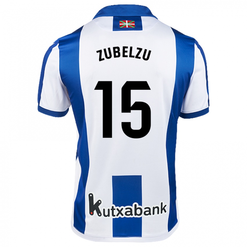 Kinder Julen Zubelzu #15 Weiß Blau Heimtrikot Trikot 2024/25 T-Shirt