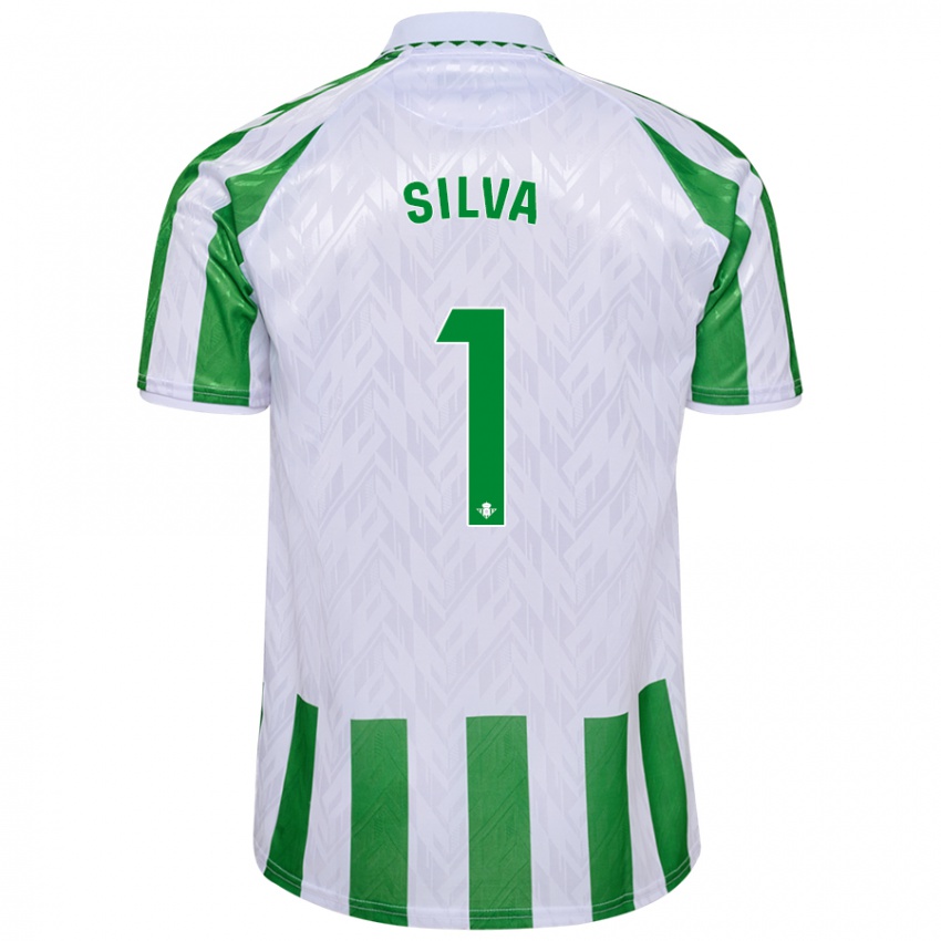 Kinder Rui Silva #1 Grün Weiße Streifen Heimtrikot Trikot 2024/25 T-Shirt