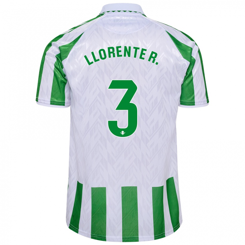 Kinder Diego Llorente #3 Grün Weiße Streifen Heimtrikot Trikot 2024/25 T-Shirt