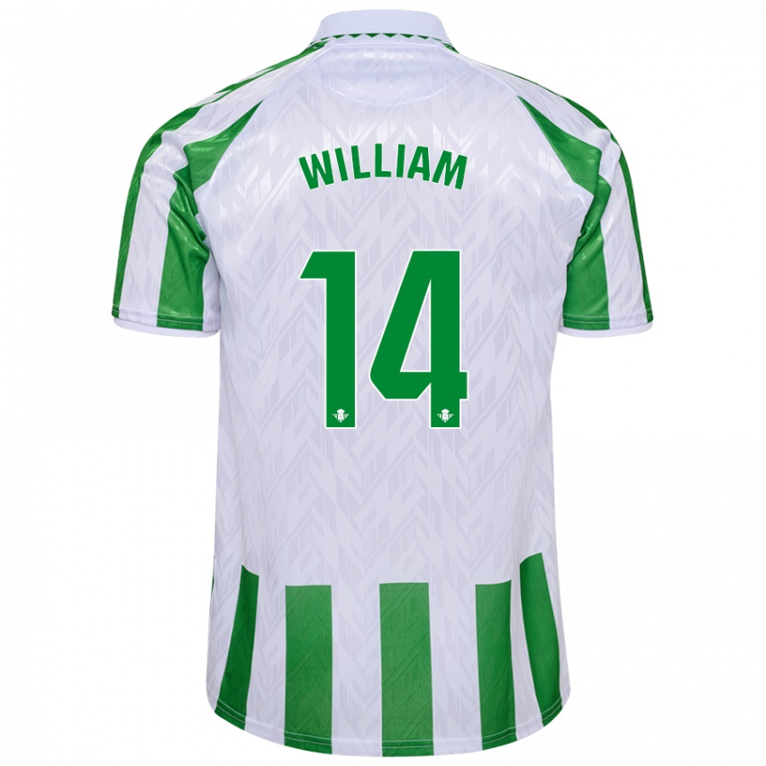 Kinder William Carvalho #14 Grün Weiße Streifen Heimtrikot Trikot 2024/25 T-Shirt