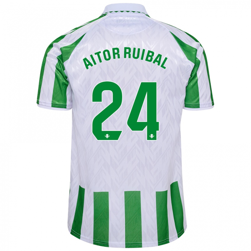 Kinder Aitor Ruibal #24 Grün Weiße Streifen Heimtrikot Trikot 2024/25 T-Shirt