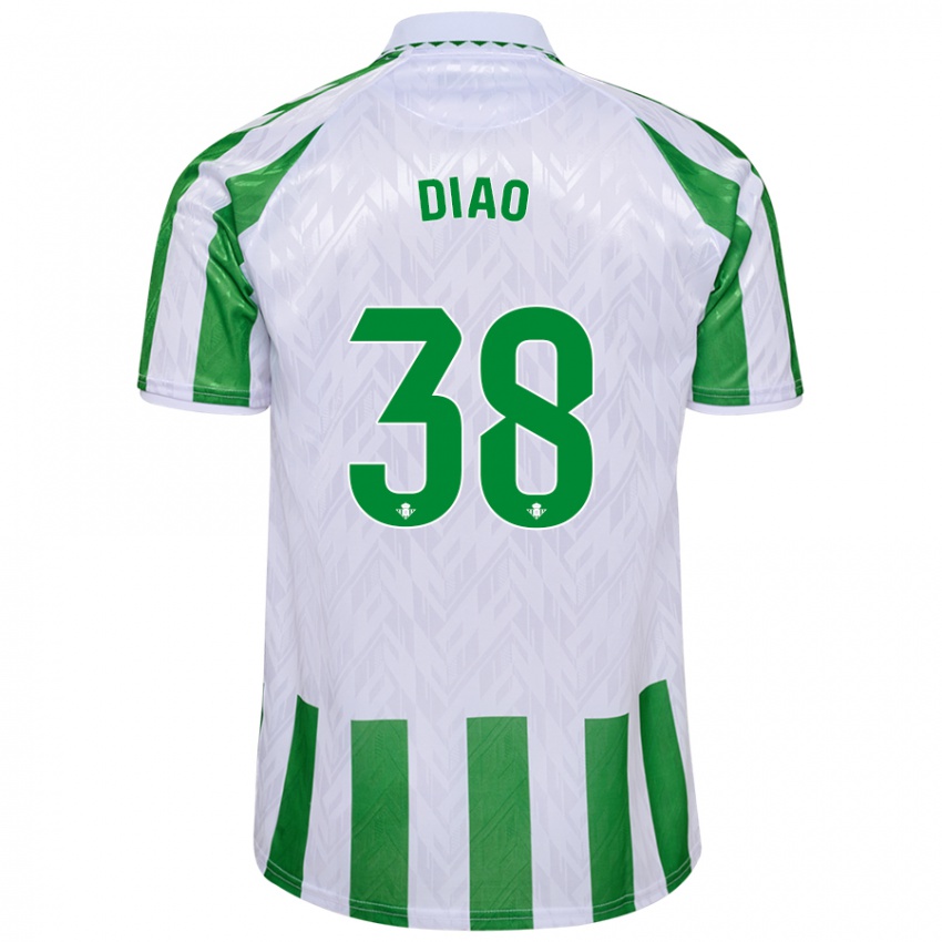 Kinder Assane Diao #38 Grün Weiße Streifen Heimtrikot Trikot 2024/25 T-Shirt