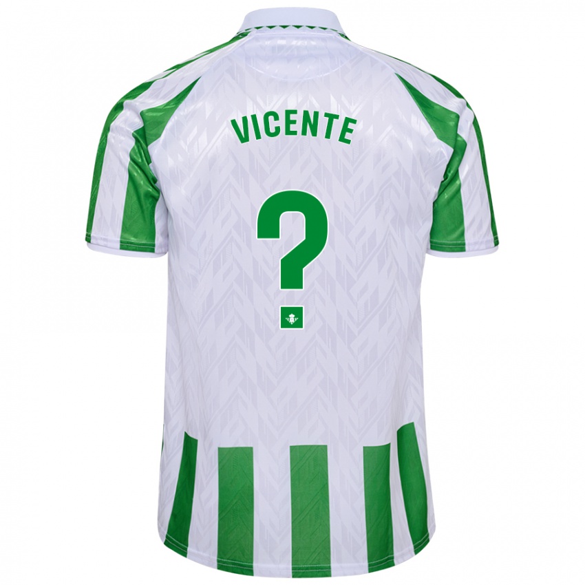 Kinder Diego Vicente #0 Grün Weiße Streifen Heimtrikot Trikot 2024/25 T-Shirt