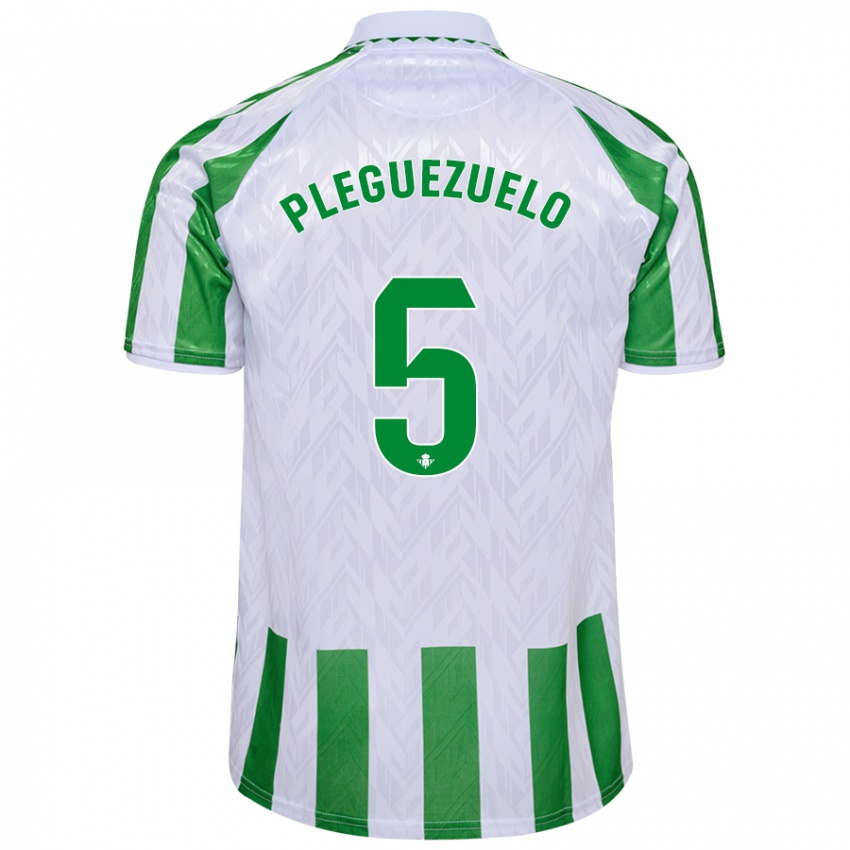 Kinder Xavi Pleguezuelo #5 Grün Weiße Streifen Heimtrikot Trikot 2024/25 T-Shirt