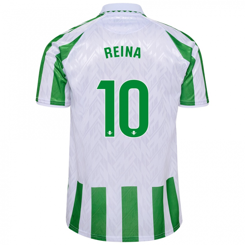 Kinder Carlos Reina #10 Grün Weiße Streifen Heimtrikot Trikot 2024/25 T-Shirt