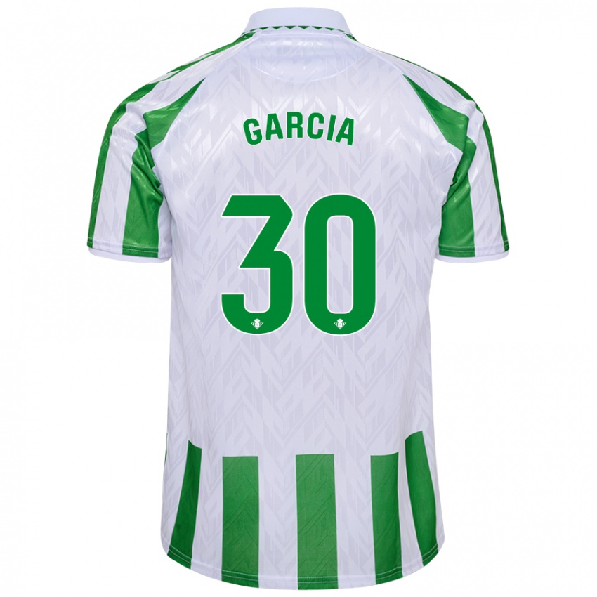 Kinder Germán García #30 Grün Weiße Streifen Heimtrikot Trikot 2024/25 T-Shirt