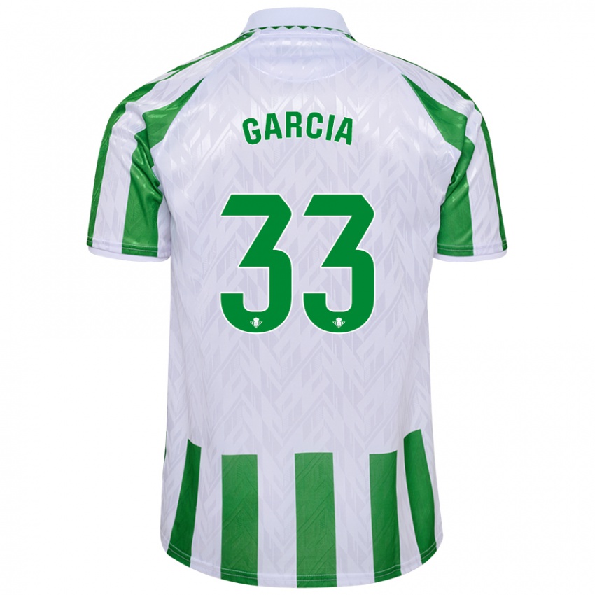 Kinder Pablo García #33 Grün Weiße Streifen Heimtrikot Trikot 2024/25 T-Shirt