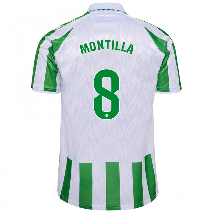 Kinder Natalia Montilla #8 Grün Weiße Streifen Heimtrikot Trikot 2024/25 T-Shirt