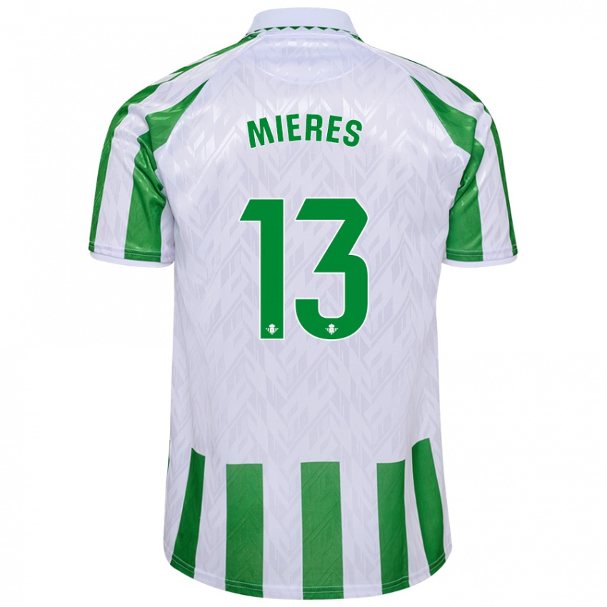 Kinder Malena Mieres García #13 Grün Weiße Streifen Heimtrikot Trikot 2024/25 T-Shirt