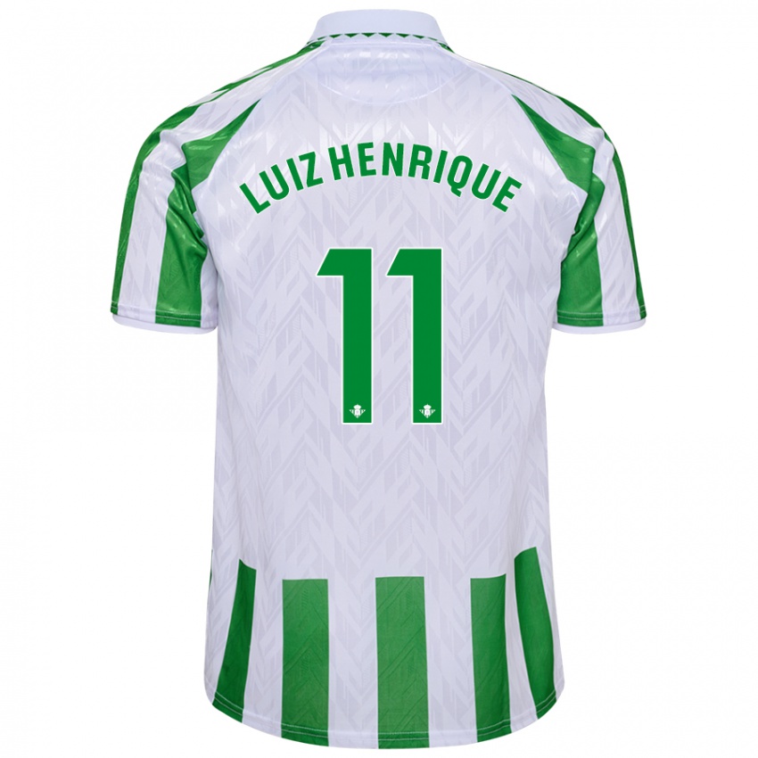 Kinder Luiz Henrique #11 Grün Weiße Streifen Heimtrikot Trikot 2024/25 T-Shirt