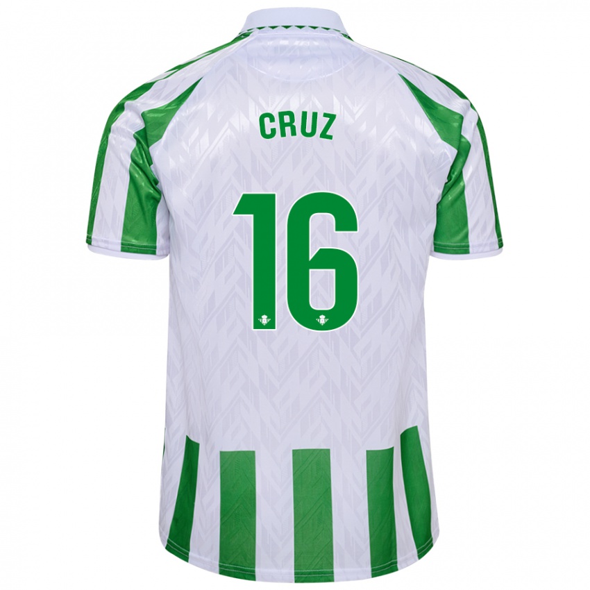 Kinder Juan Cruz #16 Grün Weiße Streifen Heimtrikot Trikot 2024/25 T-Shirt