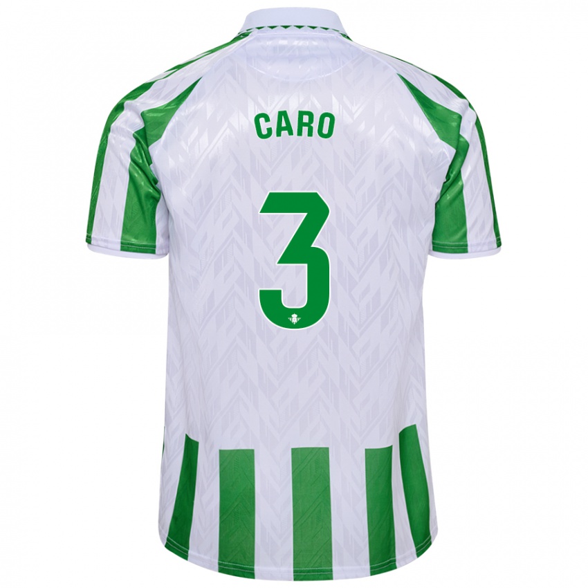 Kinder Andrés Caro #3 Grün Weiße Streifen Heimtrikot Trikot 2024/25 T-Shirt