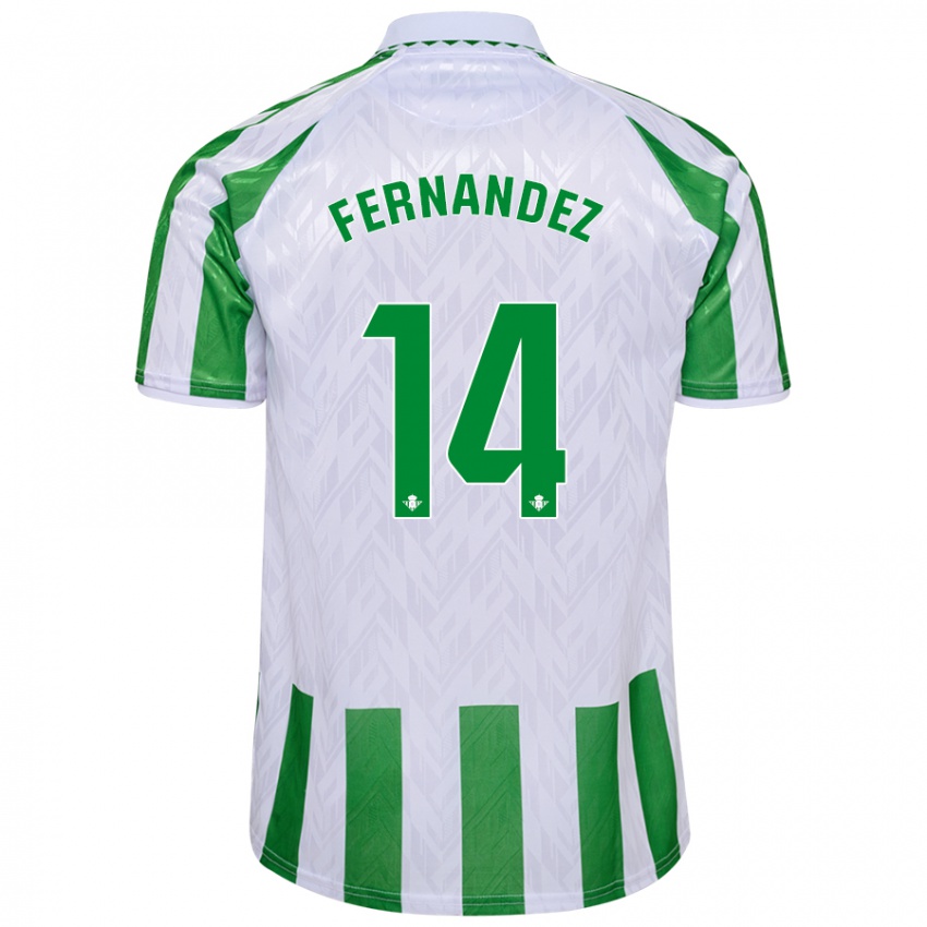 Kinder Quique Fernández #14 Grün Weiße Streifen Heimtrikot Trikot 2024/25 T-Shirt