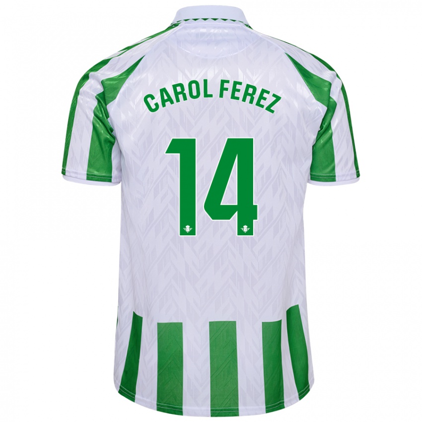 Kinder Carolina Férez Méndez #14 Grün Weiße Streifen Heimtrikot Trikot 2024/25 T-Shirt