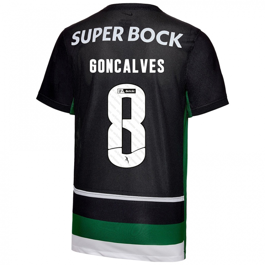 Kinder Pedro Gonçalves #8 Schwarz Weiß Grün Heimtrikot Trikot 2024/25 T-Shirt