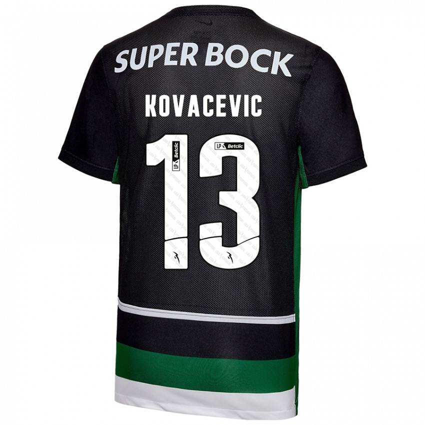 Kinder Vladan Kovacevic #13 Schwarz Weiß Grün Heimtrikot Trikot 2024/25 T-Shirt