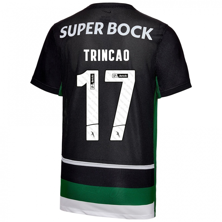 Kinder Trincão #17 Schwarz Weiß Grün Heimtrikot Trikot 2024/25 T-Shirt