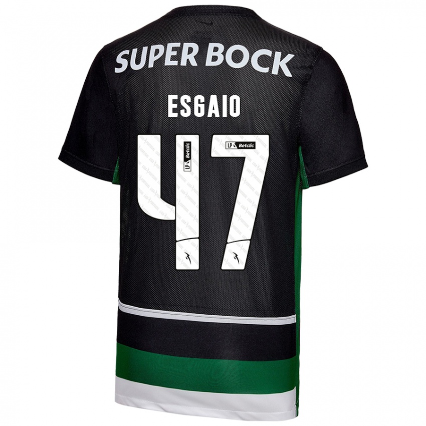 Kinder Ricardo Esgaio #47 Schwarz Weiß Grün Heimtrikot Trikot 2024/25 T-Shirt