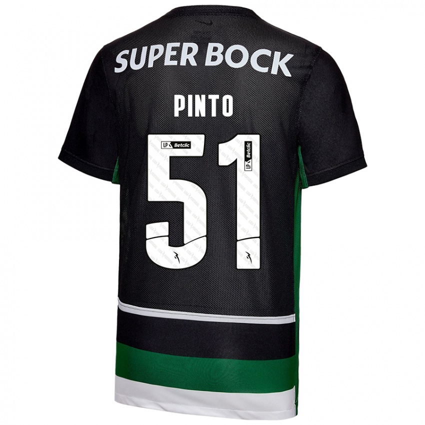 Kinder Diogo Pinto #51 Schwarz Weiß Grün Heimtrikot Trikot 2024/25 T-Shirt