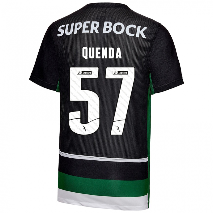 Kinder Geovany Quenda #57 Schwarz Weiß Grün Heimtrikot Trikot 2024/25 T-Shirt