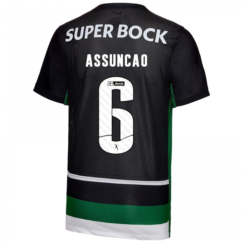 Kinder João Assunção #6 Schwarz Weiß Grün Heimtrikot Trikot 2024/25 T-Shirt