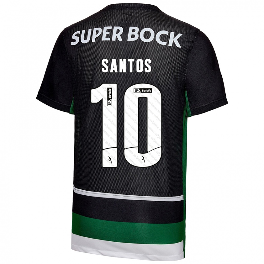 Kinder Guilherme Santos #10 Schwarz Weiß Grün Heimtrikot Trikot 2024/25 T-Shirt