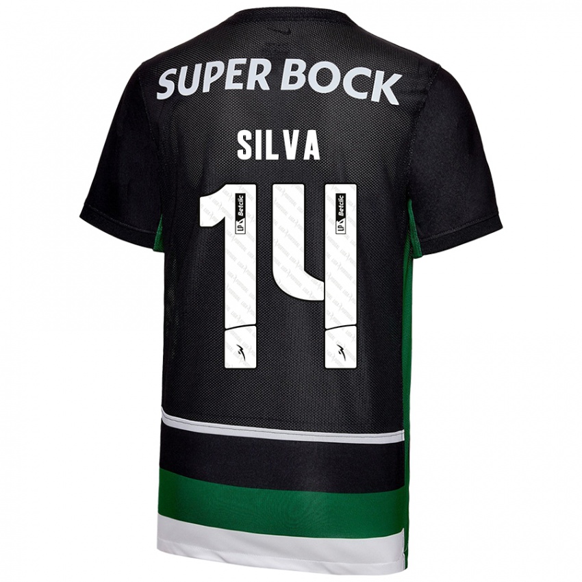 Kinder Guilherme Silva #14 Schwarz Weiß Grün Heimtrikot Trikot 2024/25 T-Shirt