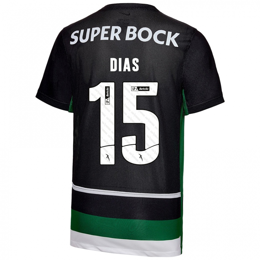 Kinder Rodrigo Dias #15 Schwarz Weiß Grün Heimtrikot Trikot 2024/25 T-Shirt