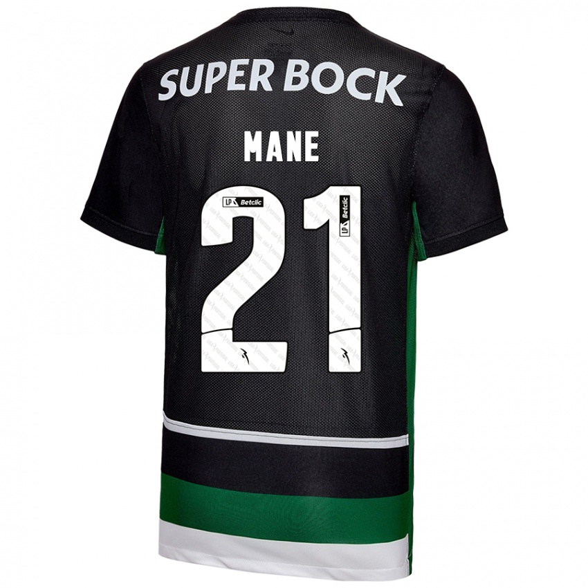 Kinder Isnaba Mané #21 Schwarz Weiß Grün Heimtrikot Trikot 2024/25 T-Shirt