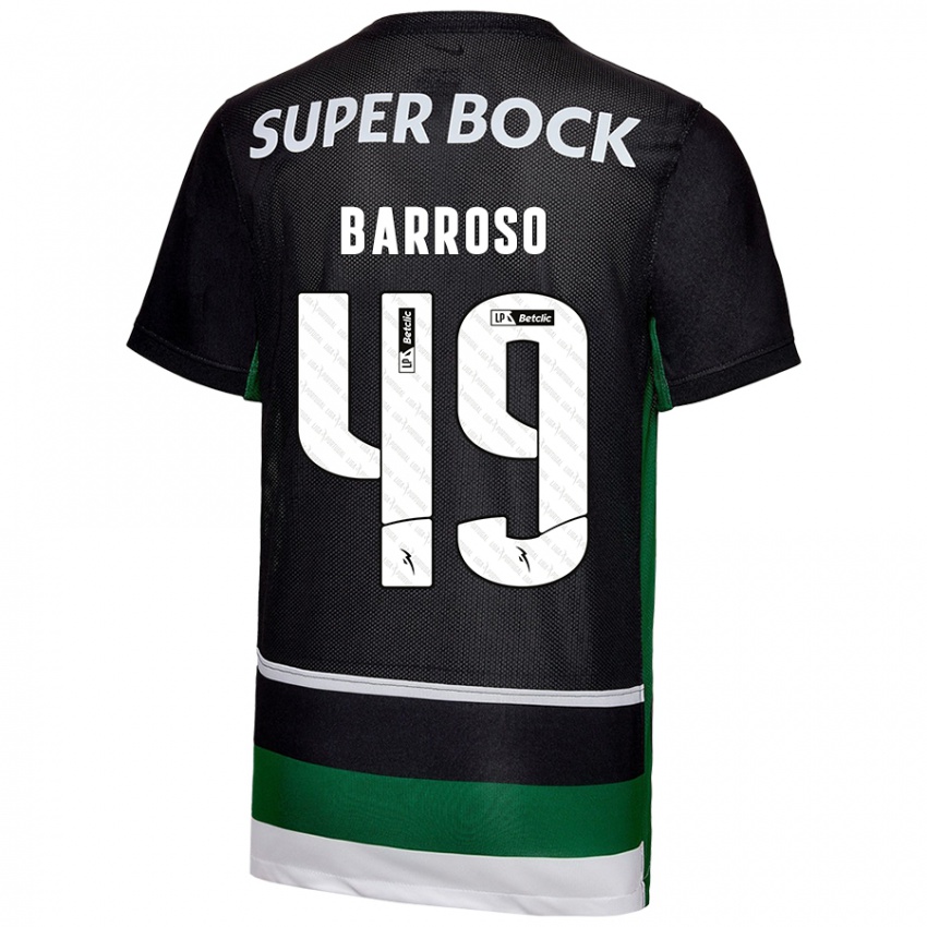 Kinder Leonardo Barroso #49 Schwarz Weiß Grün Heimtrikot Trikot 2024/25 T-Shirt