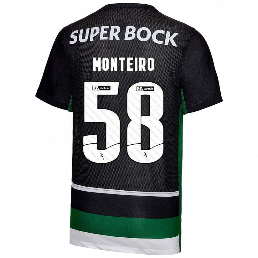 Kinder David Monteiro #58 Schwarz Weiß Grün Heimtrikot Trikot 2024/25 T-Shirt