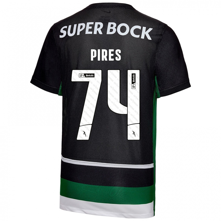 Kinder Guilherme Pires #74 Schwarz Weiß Grün Heimtrikot Trikot 2024/25 T-Shirt