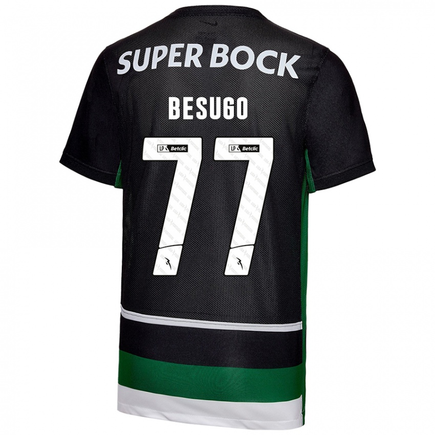 Kinder Rafael Besugo #77 Schwarz Weiß Grün Heimtrikot Trikot 2024/25 T-Shirt