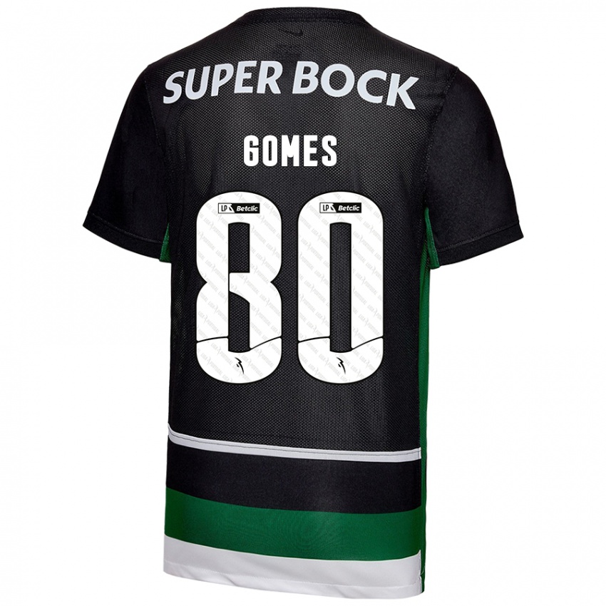 Kinder Luís Gomes #80 Schwarz Weiß Grün Heimtrikot Trikot 2024/25 T-Shirt