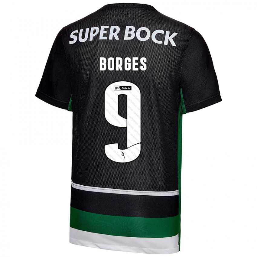 Kinder Ana Borges #9 Schwarz Weiß Grün Heimtrikot Trikot 2024/25 T-Shirt