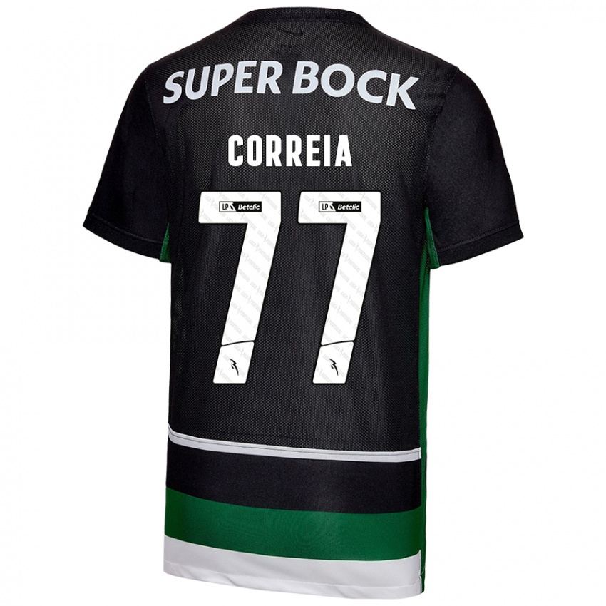 Kinder Alícia Correia #77 Schwarz Weiß Grün Heimtrikot Trikot 2024/25 T-Shirt