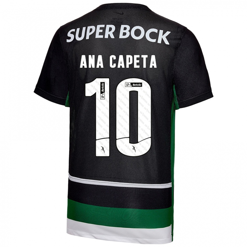 Kinder Ana Capeta #10 Schwarz Weiß Grün Heimtrikot Trikot 2024/25 T-Shirt