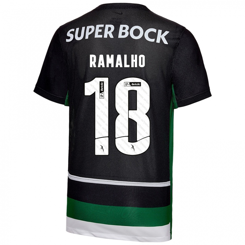 Kinder Inês Filipa Ramalho Gonçalves #18 Schwarz Weiß Grün Heimtrikot Trikot 2024/25 T-Shirt