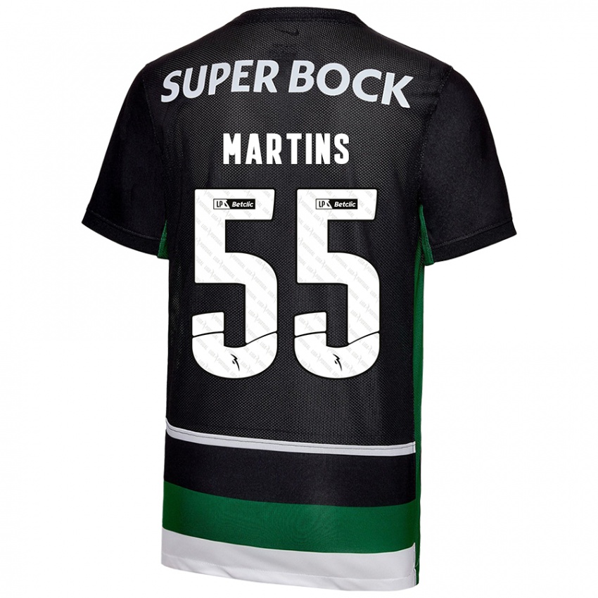 Kinder Carolina Martins #55 Schwarz Weiß Grün Heimtrikot Trikot 2024/25 T-Shirt