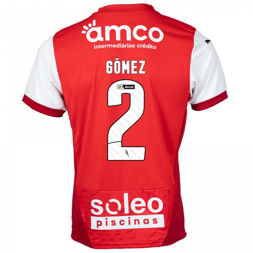 Kinder Víctor Gómez #2 Rot Weiß Heimtrikot Trikot 2024/25 T-Shirt