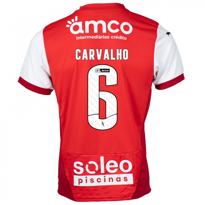 Kinder Vitor Carvalho #6 Rot Weiß Heimtrikot Trikot 2024/25 T-Shirt