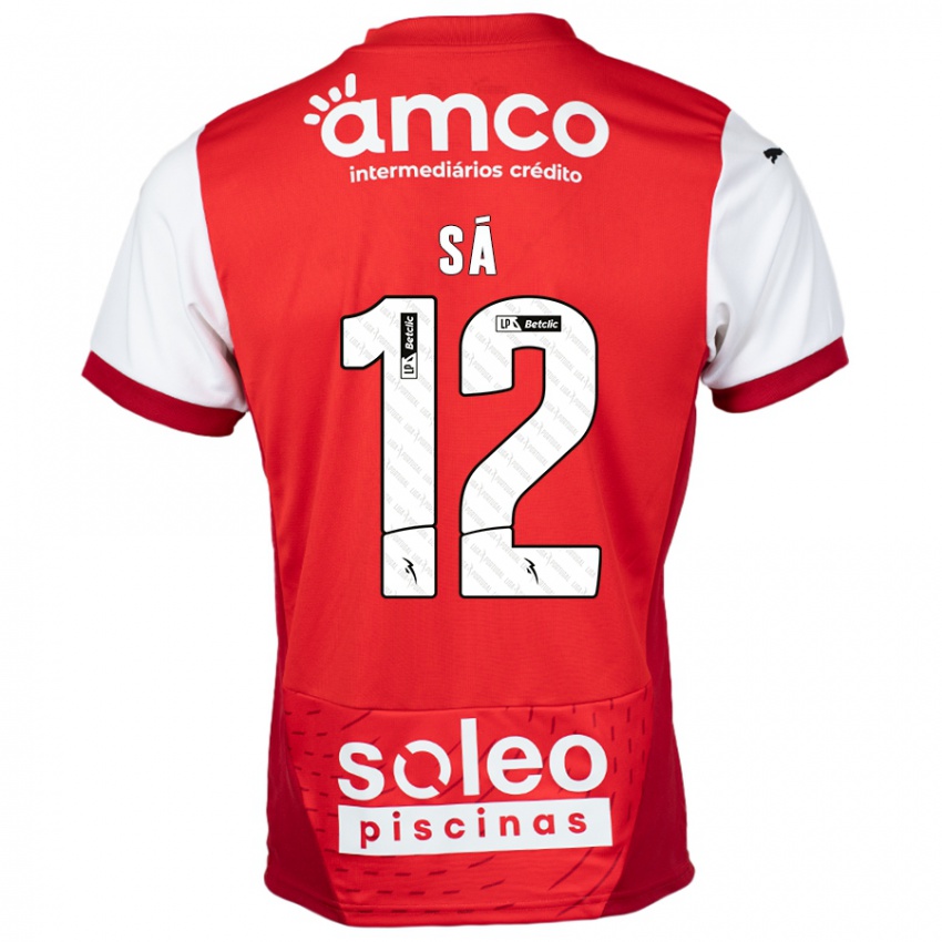 Kinder Tiago Sá #12 Rot Weiß Heimtrikot Trikot 2024/25 T-Shirt