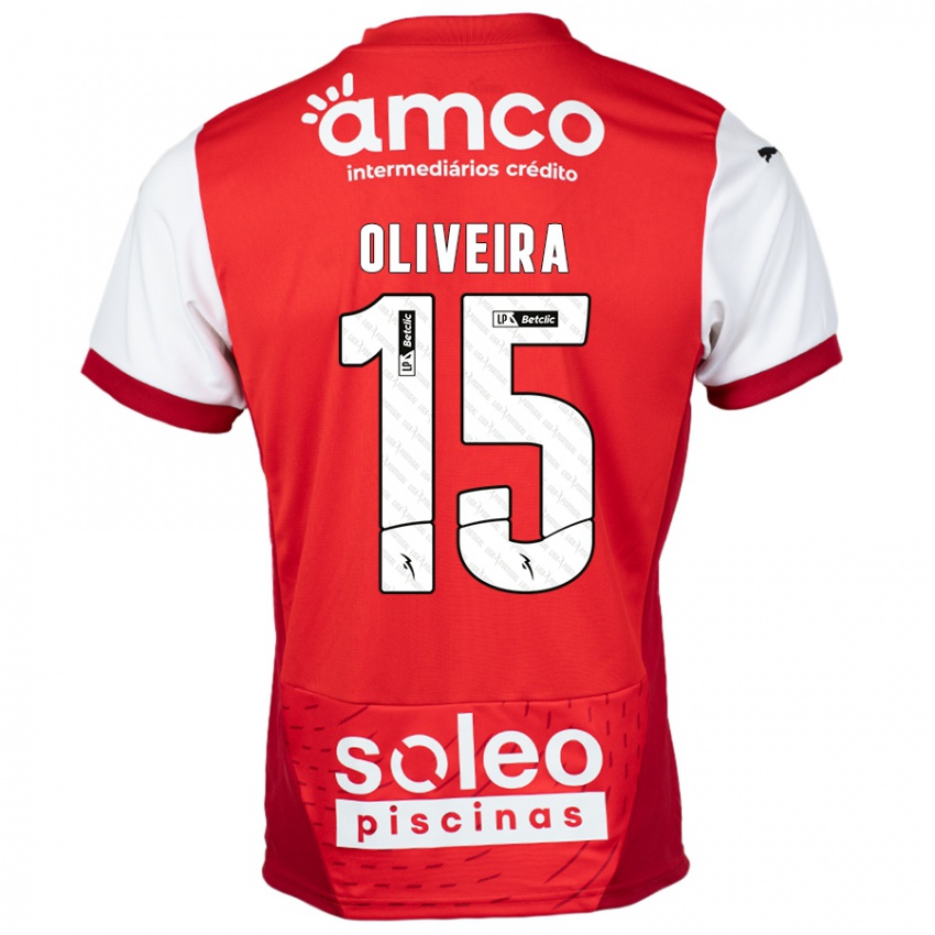 Kinder Paulo Oliveira #15 Rot Weiß Heimtrikot Trikot 2024/25 T-Shirt