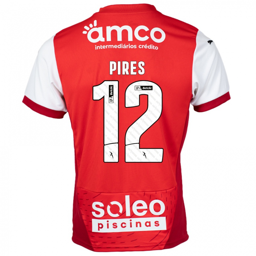 Kinder Hugo Pires #12 Rot Weiß Heimtrikot Trikot 2024/25 T-Shirt