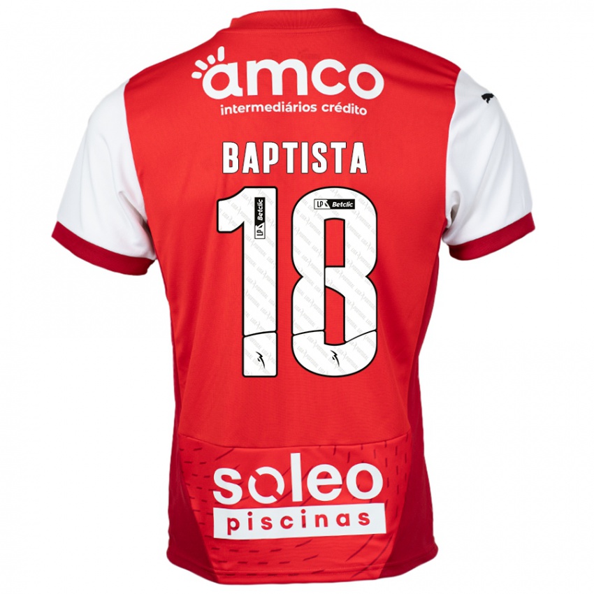 Kinder Tiago Baptista #18 Rot Weiß Heimtrikot Trikot 2024/25 T-Shirt