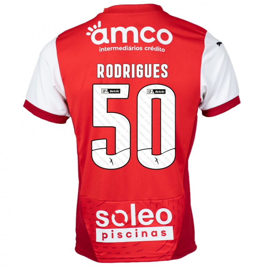 Kinder Diego Rodrigues #50 Rot Weiß Heimtrikot Trikot 2024/25 T-Shirt