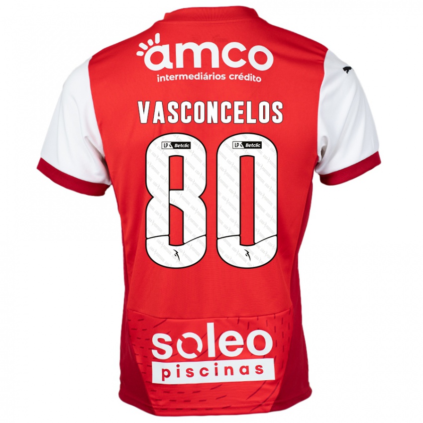 Kinder Vasconcelos #80 Rot Weiß Heimtrikot Trikot 2024/25 T-Shirt