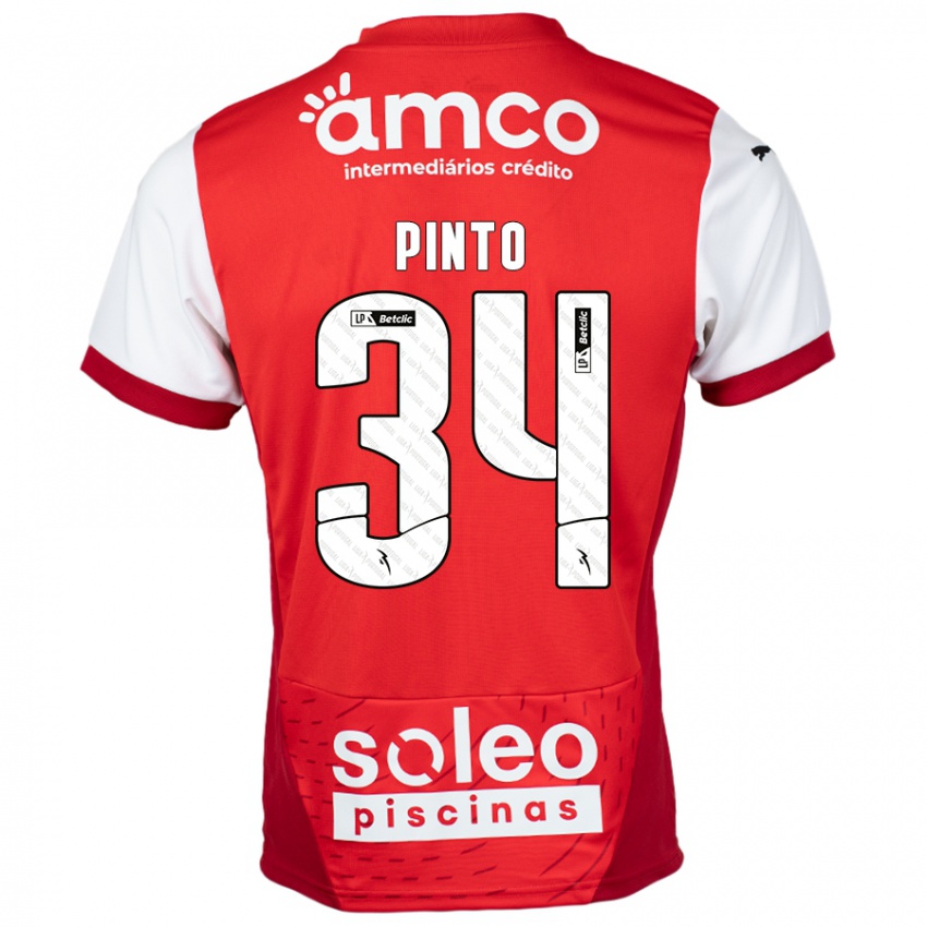 Kinder Ana Pinto #34 Rot Weiß Heimtrikot Trikot 2024/25 T-Shirt